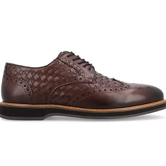 Thomas & Vine Men\'s Radcliff Comfort Foam Lace-Up Woven Wingtip Shoe Brown 10 M main image 8